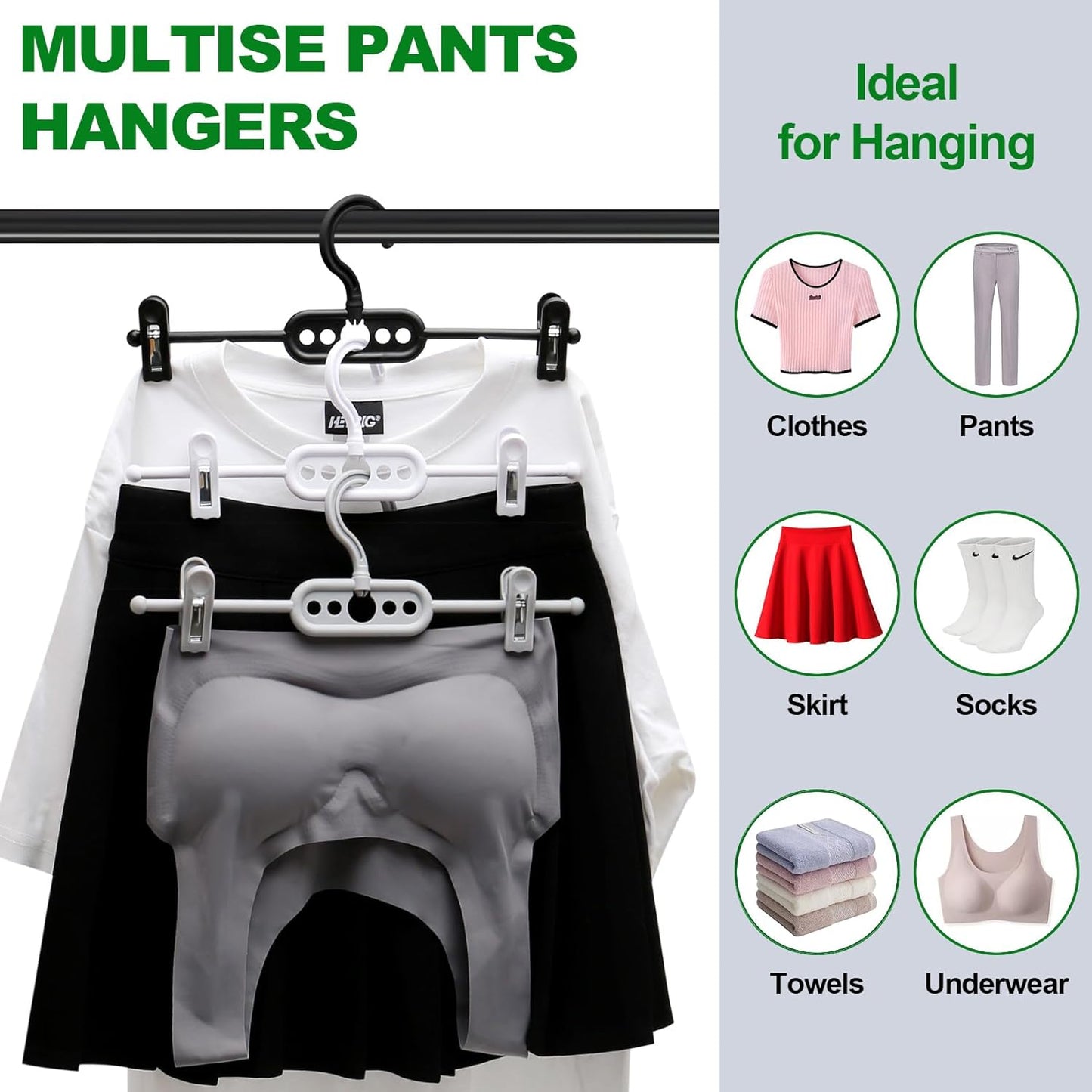 12 Pack Closet-Organizers-and-Storage,Pants-Hangers-Space-Saving,Closet-Organizer Short-Skirt-Hangers with Clips,College Dorm Room Essentials for Students Girls Guy,Closet Organization for Jeans Scarf