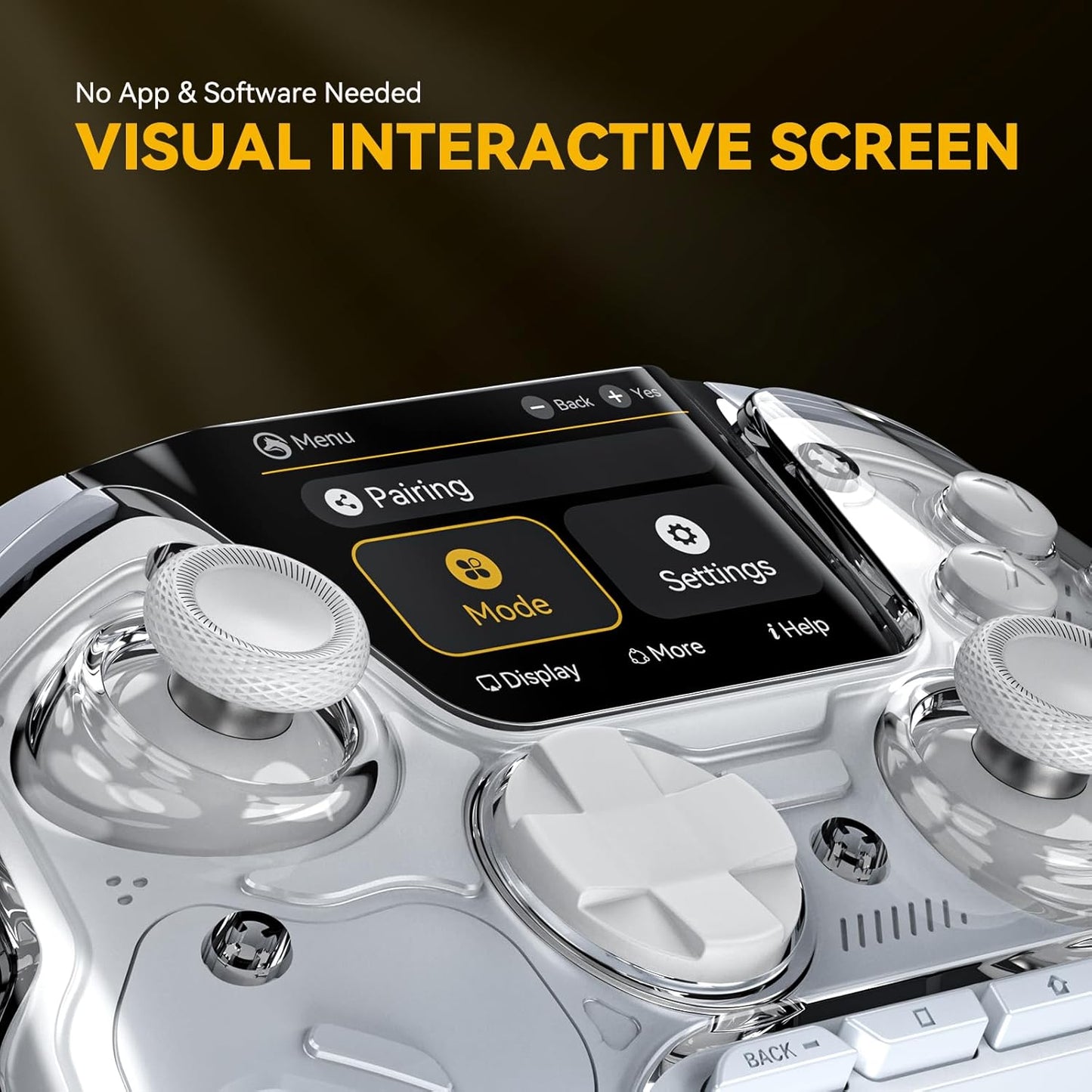 （No Box But New）ManbaOne Interactive Screen Wireless Gaming Controller for PC/Switch/Switch 2/iOS/Android,Hall Effect Stick & Trigger,RGB Lighting,Remappable Buttons,1800mAh with Charging Dock (White)