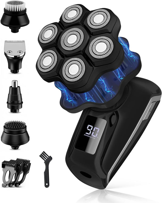 Head Shavers for Bald Men, Electric Detachable Head Shaver for Male, Waterproof Wet Dry Body Bald Head Shaver, Rechargable Rotary Shavers/Razor for Husband Father