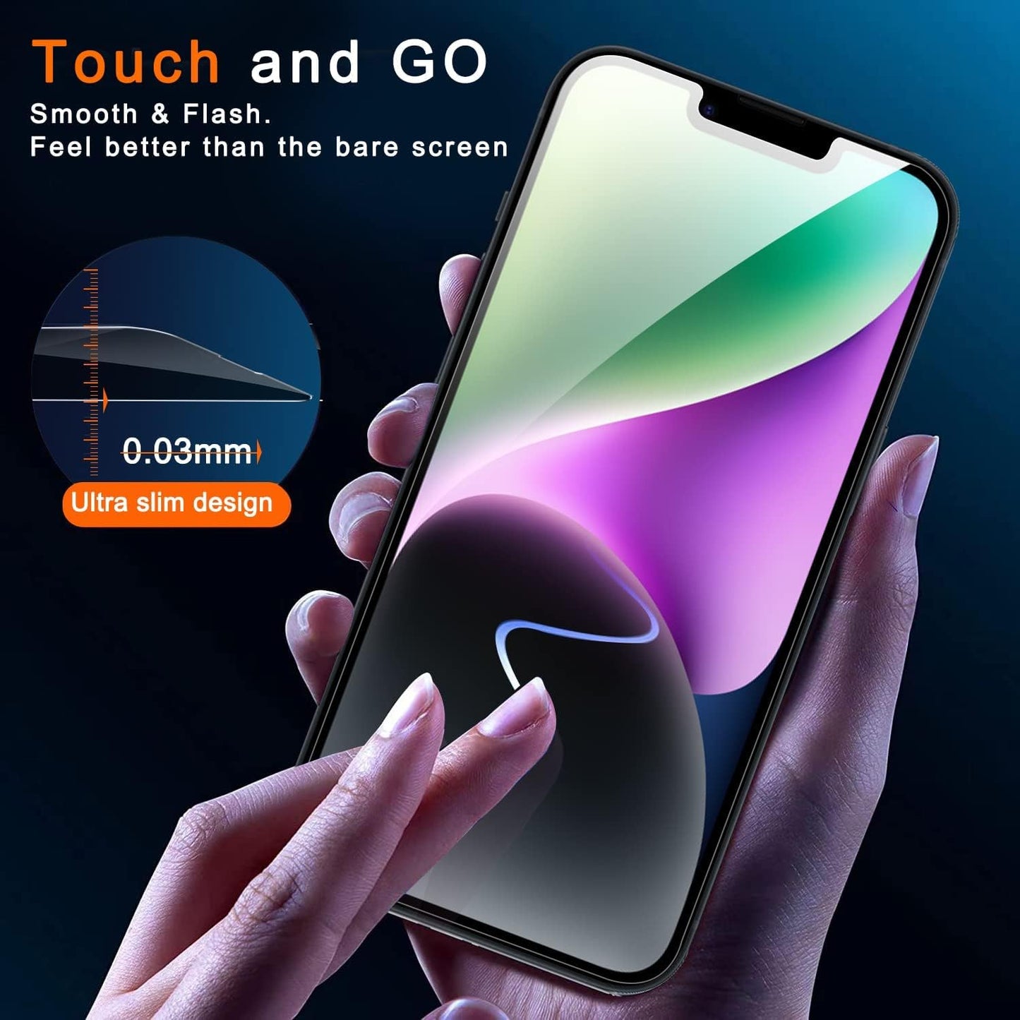 Ferilinso for iPhone 13/ 14 Privacy Screen Protector 2 Pack 9H Anti Spy Tempered Glass Privacy Screen with 2 Pack Camera Lens Protector Case Friendly Accessories