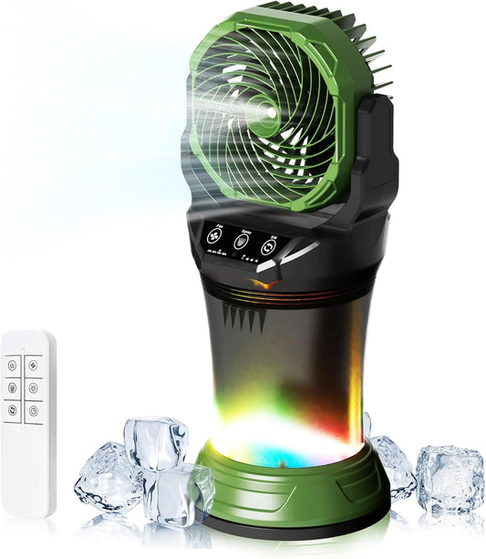 Portable Misting Fan with Remote & 30000mAh Rechargeable Misting Fans for Outside Patios Camping Beach & Workshops Mist Fan Portable for Outdoor/Indoor 2L Built-in Water Tank RGB 4 Speeds & Spray