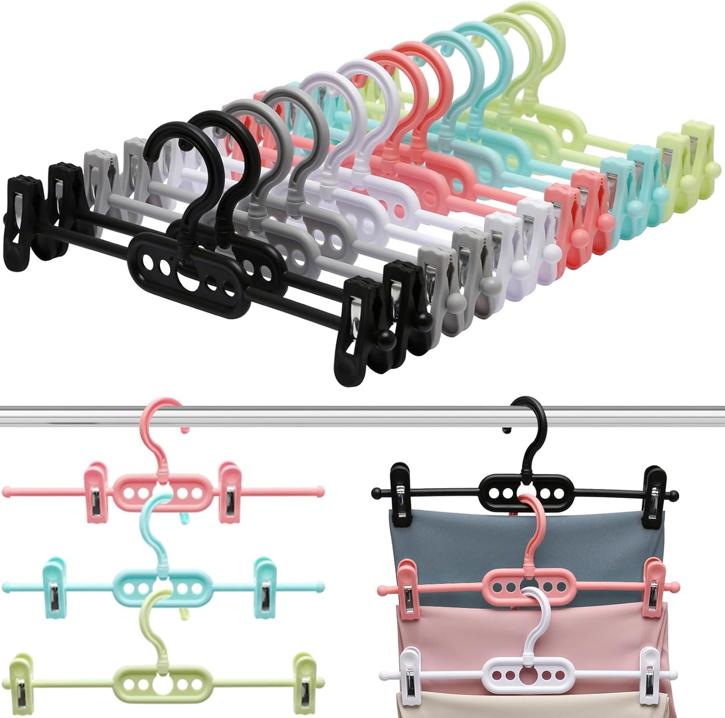 12 Pack Closet-Organizers-and-Storage,Pants-Hangers-Space-Saving,Closet-Organizer Short-Skirt-Hangers with Clips,College Dorm Room Essentials for Students Girls Guy,Closet Organization for Jeans Scarf