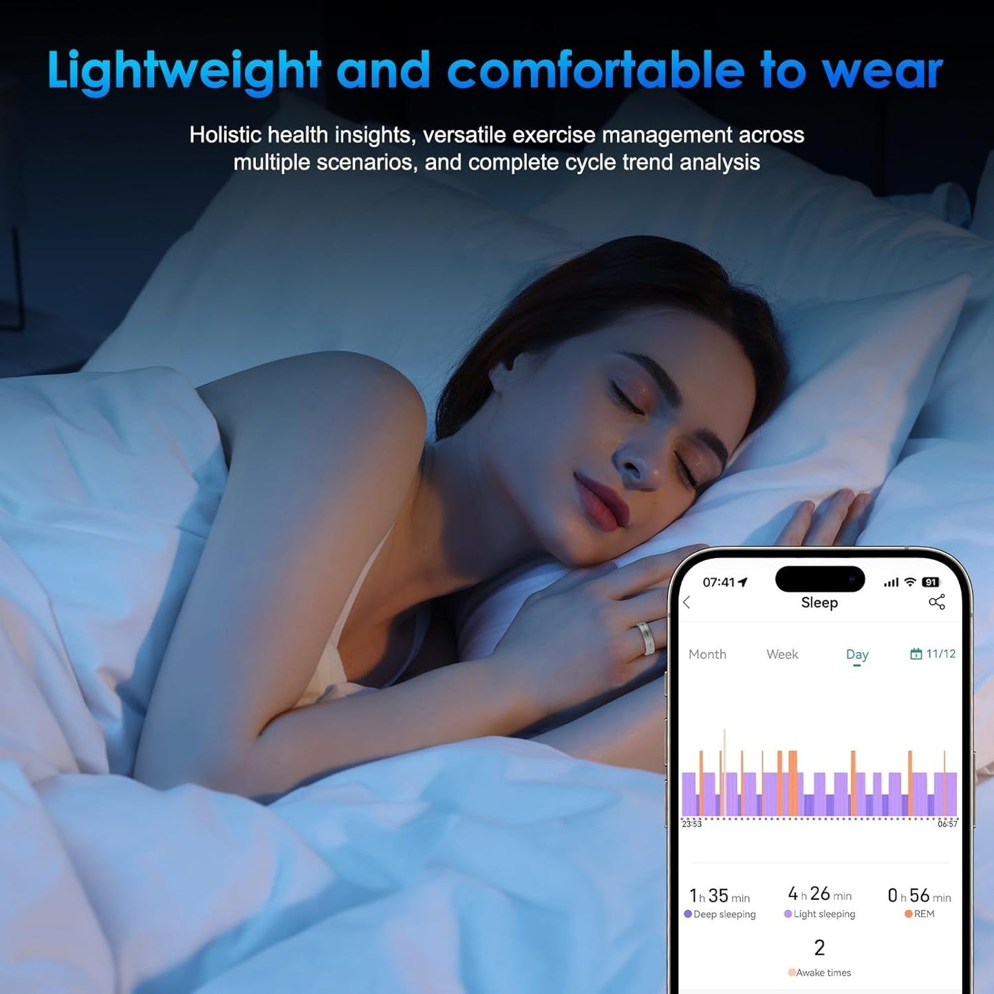 Smart Ring Fitness Tracker for Women Men - Waterproof Health Rings for Sleep Tracker, Heart and Blood Oxygen Monitor, Fitness Ring for Family Care,Step and Burned Calories Counter(10#)