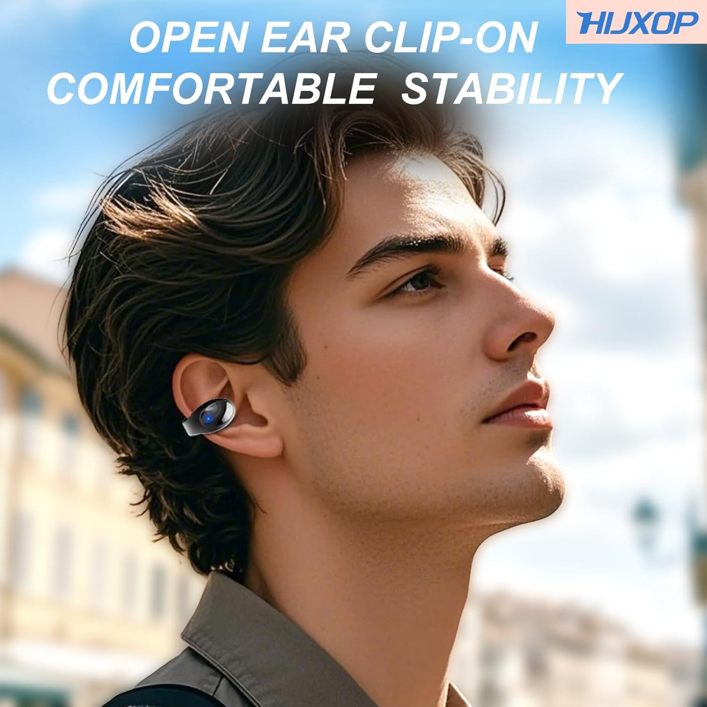 Open Ear Earbuds Lightweight Comfort Clip Wireless Earbuds Sweat Resistant Bluetooth Headphones Sport Headphones for Workouts and Running with Dual Digital Display 44H Playtime IPX7 Waterproof