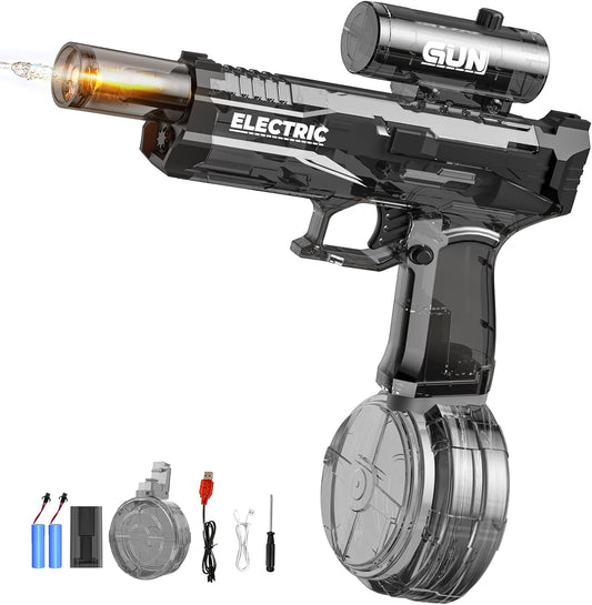 Electric Water Gun with Muzzle Light,Automatic Water Gun Blaster,Squirt Gun Range 23-32 FT,Outdoor Party Summer Water Shooting Game Toy with 2 Batteries,Ideal Watergun Easter Gift for Kids & Youths.
