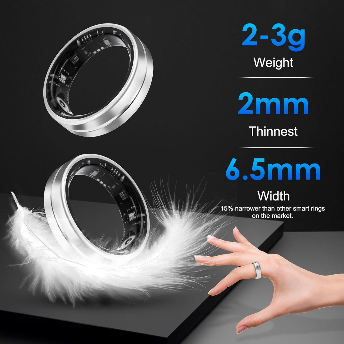 Smart Ring Fitness Tracker for Women Men - Waterproof Health Rings for Sleep Tracker, Heart and Blood Oxygen Monitor, Fitness Ring for Family Care,Step and Burned Calories Counter(10#)