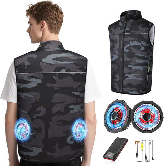 Cooling Vest with 20000mAh Battery Pack, Air conditioner Clothes with Two Fans, 12V Cooling Jacket for Working Outdoor
