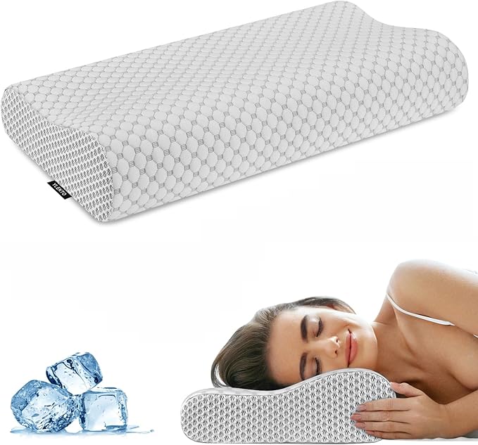 Neck Pillow Cervical Memory Foam Pillows for Neck Pain Relief, Ergonomic Pillow Neck Support for Sleeping, Contour Orthopedic Bed Pillow for Side Back Stomach Sleeper