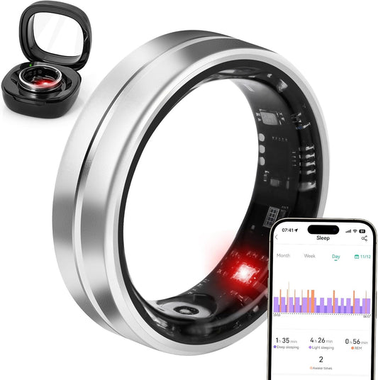 Smart Ring Fitness Tracker for Women Men - Waterproof Health Rings for Sleep Tracker, Heart and Blood Oxygen Monitor, Fitness Ring for Family Care,Step and Burned Calories Counter(10#)