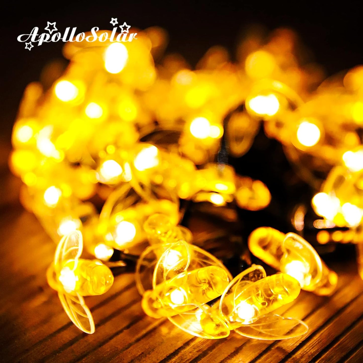 Solar Bee String Lights, 30 LED Outdoor String Lights, 25.5FT Patio Lights, All Weather Resistance, Waterproof Bee Fairy Lights for Garden, Porch, Backyard, Wedding, Christmas Party