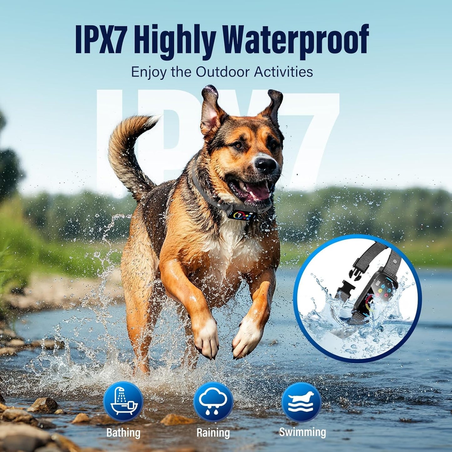 Upgrade Ultrasonic Bark Collar for Large Medium Small for Dogs Smart Automatic Bark Collar Rechargeable Anti Barking Training Collar with Waterproof Vibration and Beep 7 Sensitivity