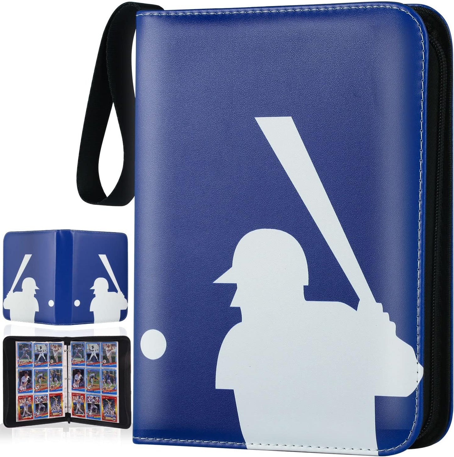 Trading Card Binder with Sleeves, Sports Card Binder Collectible Trading Card Albums with 50 Removable Sleeves (Blue, 9 Pocket)