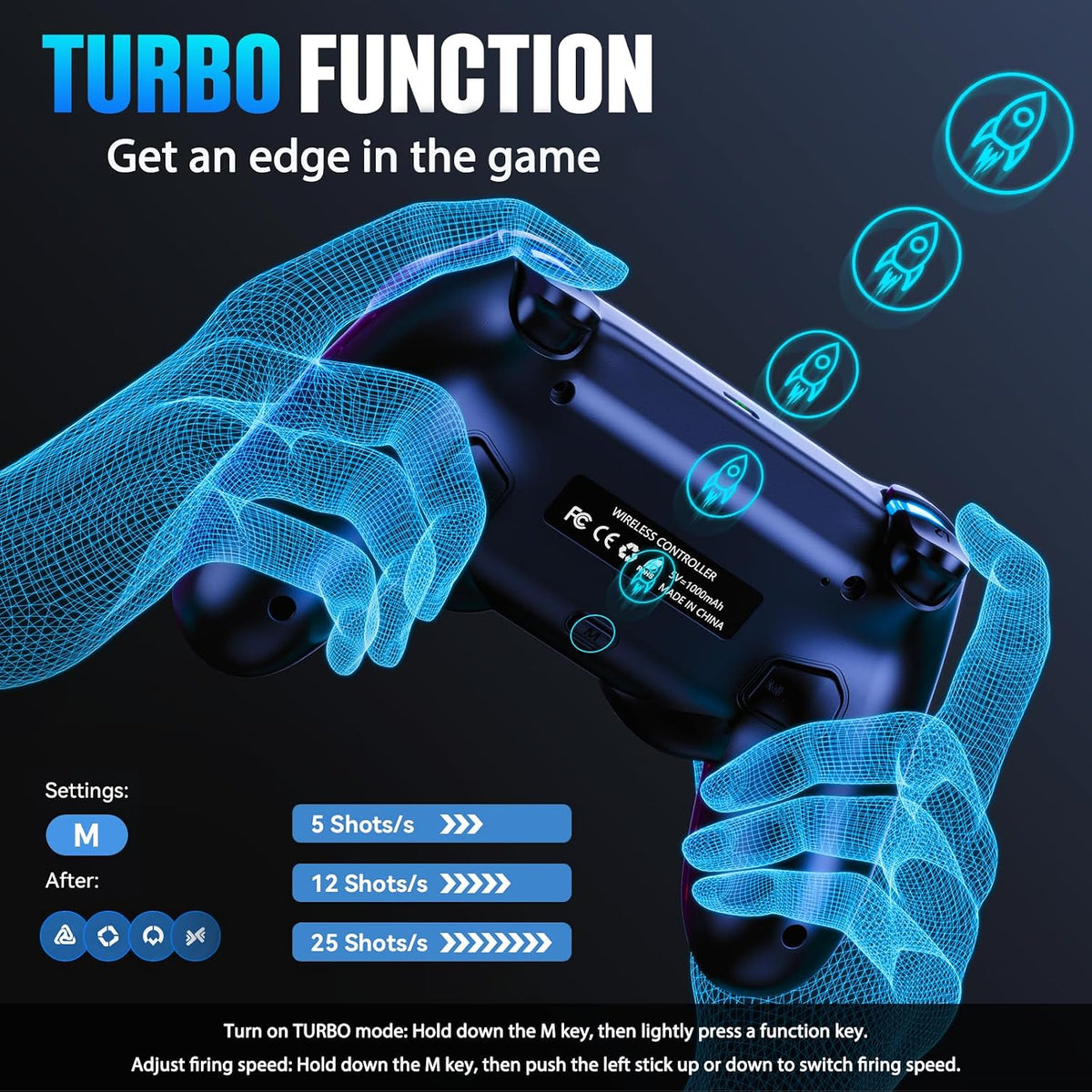 GamingBoy 2 Pack Light-up Wireless Controller for PS4/PC (Black and White)