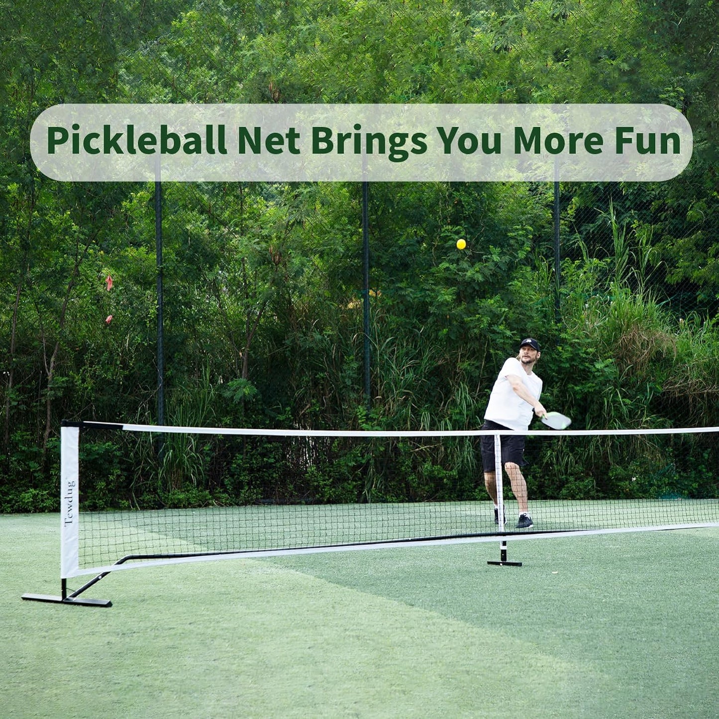 Portable Pickleball Net, 22ft Regulation Size, Sturdy Metal Frame, Tear-Resistant Net, Ideal for Backyards, Driveways, and Garages