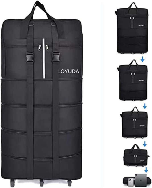 Expandable Foldable Luggage 30'' Suitcase with Spinner Wheels Rolling Duffel Travel Bag Large Capacity for Women Men Lightweight Luggage, With combination lock