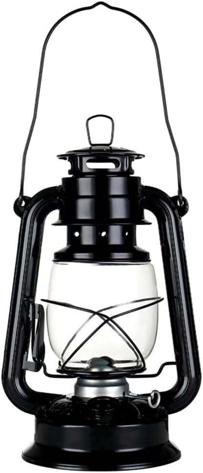 Oil Lamps, Old Style Glass Kerosene Lamp, 7.9inches Retro Style Hurricane Lamp with Wick, Suitable for Outdoor, Camping, Party, Indoor of Kerosene Burner（Black）