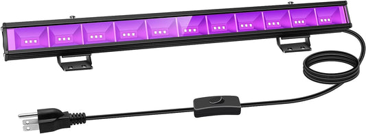 36W UV Flood Black Light Bar, LED Black Light with Switch&Plug&3.3ft Cable, 395nm-405nm Blacklight Bar for Party, Stage, Paint, Collection, Aquarium, etc.