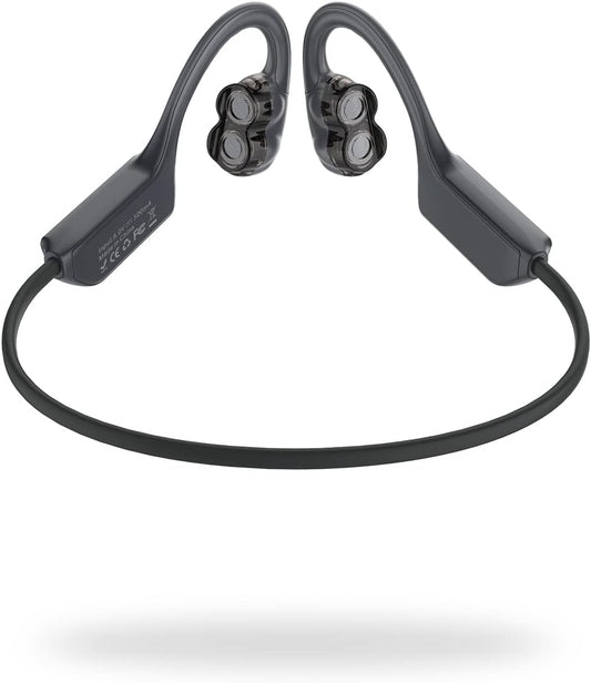 Bone Conduction Headphones, 𝟮𝟬𝟮𝟯 𝙐𝙥𝙜𝙧𝙖𝙙𝙚𝙙 Dual Speaker Open Ear Headphones Bluetooth 5.3, Sweatproof Sports Wireless Earphones with Mic for Running, Cycling, Hiking, Driving and Fitness