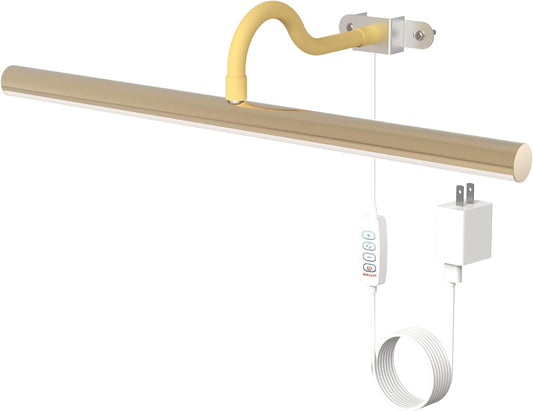 Picture Light, Metal Art Lamp with 3 Lighting Modes,10W LED16.6inch Dimmable Dartboard Light，9.9ft Length USB Cable Power Supply（Adapter Plug Included）,Gooseneck Arm at Any Angle (Gold)