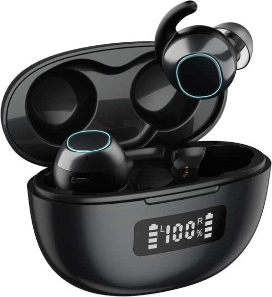 ivycay Wireless Earbuds, IPX8 Waterproof Ear Buds Stereo Touch Control Earphone with AI Microphone and LED Power Display, Bluetooth 5.3 Headphones for Sport and Working (Black)