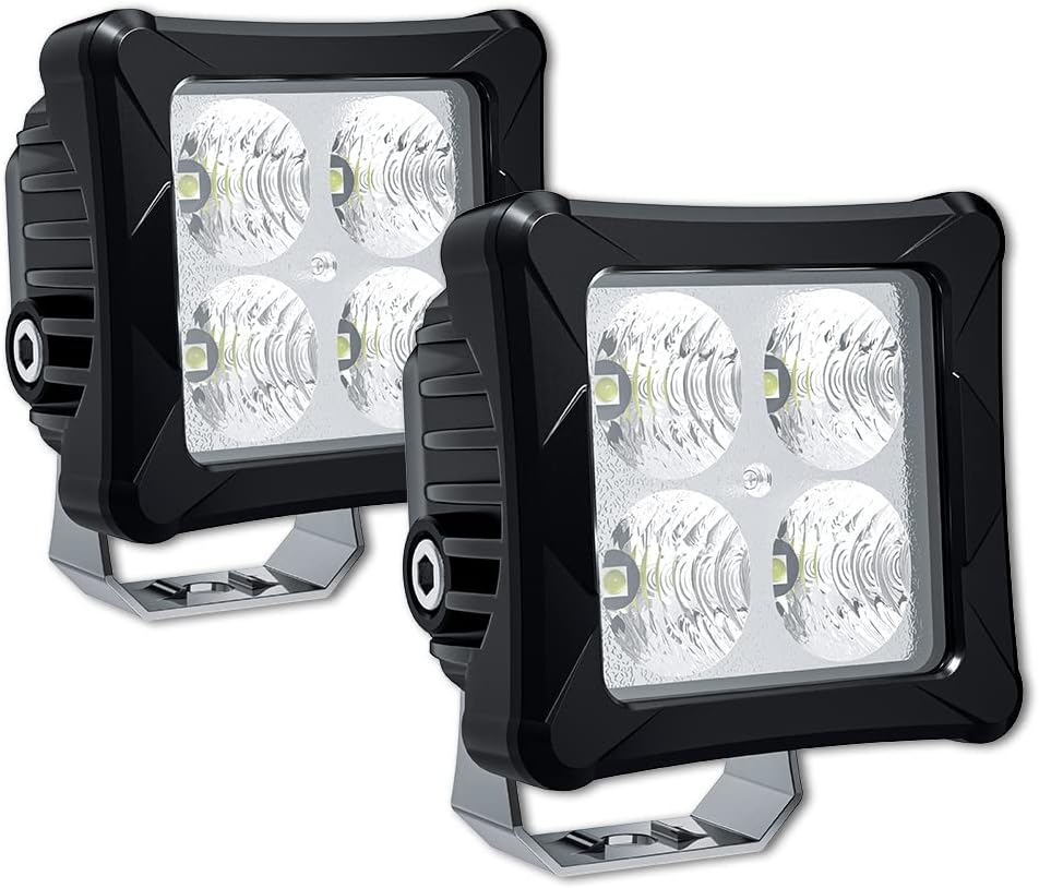 LED Pods Flood Light Bar - 4WDKING 2PCS 40W Off Road Ditch Light Work Light Truck Fog Lamp Tail Light IP69K Waterproof ATV Cube Lights Compatible for Ford F150 Polaris RZR Jeep Wrangler