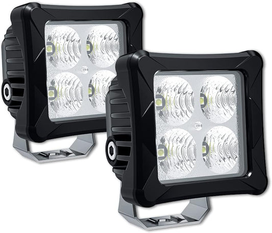 LED Pods Flood Light Bar - 4WDKING 2PCS 40W Off Road Ditch Light Work Light Truck Fog Lamp Tail Light IP69K Waterproof ATV Cube Lights Compatible for Ford F150 Polaris RZR Jeep Wrangler