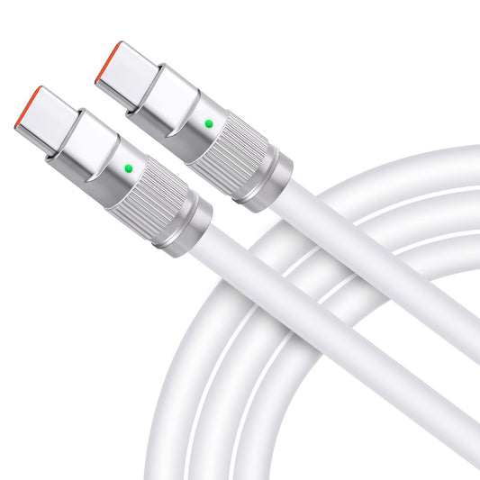 CZK [100W 6ft Cable, New Durable Silicone Wire for MacBook Pro iPad Pro Fast Charge, PD USB C Charge Cable Compatible with MacBook Air 2022, iPad, Galaxy S22 S21-white