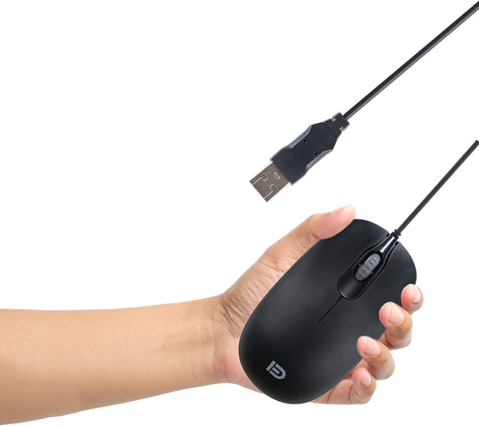 Wired USB Computer Mouse, Right or Left Hand Use, Silent USB Computer Mouse with Smooth Precise Scrolling, 1000 DPI for Computer, Laptop, PC, Black