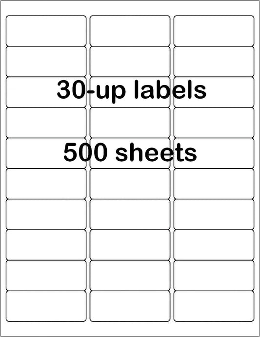 1" x 2-5/8" Address Labels 15000 Labels Sticker Paper for Laser/Ink Jet Printer Mailing Labels 8.5"×11" White 30 per Sheet