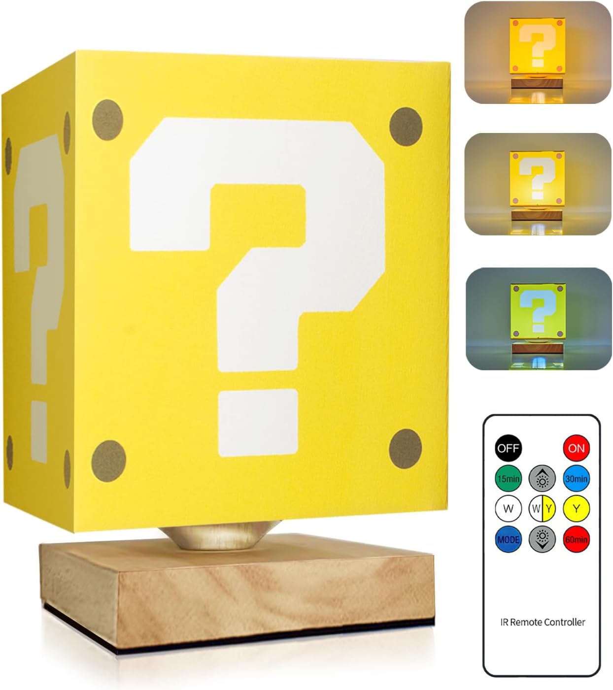 Super Bros Table Lamp Night Light for Kids Question Block Decor NightLight Merchandise As Toys Gifts for Kids and Fans