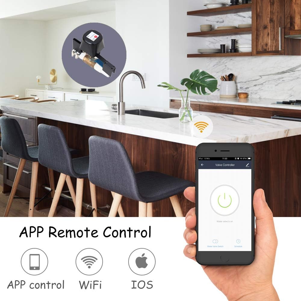 Wifi Water Valve, Upgrade Smart Water Valve Shut off, Automatic Ball Valve Watering Timer, Sprinkler Controller, Compatible With Alexa, Google and Application Program iOS/Android