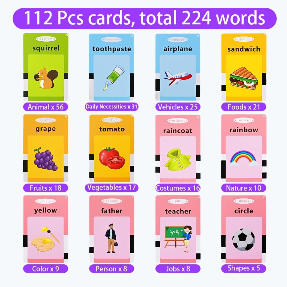 Toddler Toys for 2 3 4 5 Years Old Boys, 224 Sight Words Talking Flash Cards, Montessori Sensory Toys for Autistic Children, Autism Learning Toys, Speech Therapy Toys