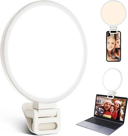 Full-Screen Ring Light 60 LED Side Lighting Anti-Glare Clip on Ring Light for Phone iPhone Laptop Computer Monitor, 3 Light Modes for Live Streaming, Selfies, Video Conference, Zoom Lighting