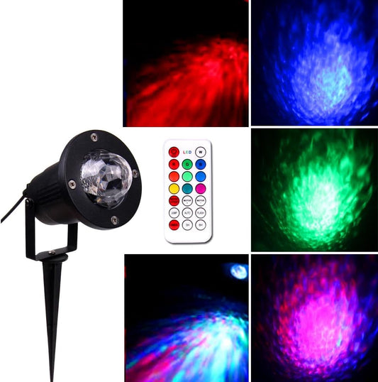 Outdoor Water Wave Lights Projector Ocean Ripple Garden Lighting 10 Color LED Waterproof Water Effect with Remote for Christmas Garden Indoor Wedding Party Holiday Disco Kids