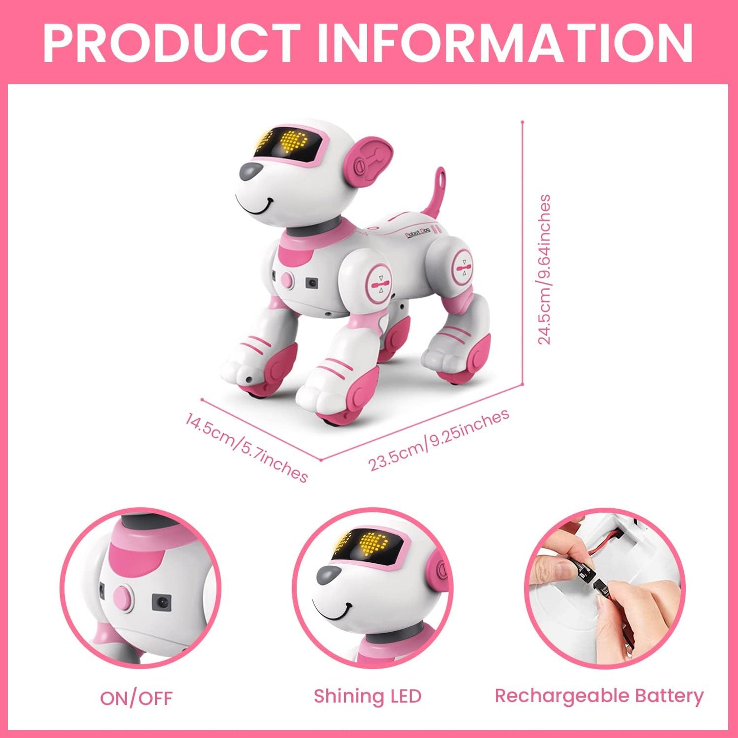 Robot Dog Toys for Girls Toys Interactive Robots Dog Toy FollowMe Robot Toys Intelligent Remote Control Dog with Sing Dance Design & Touch Function Robotics Pets for Kids Ages 8-12 Birthday Gift