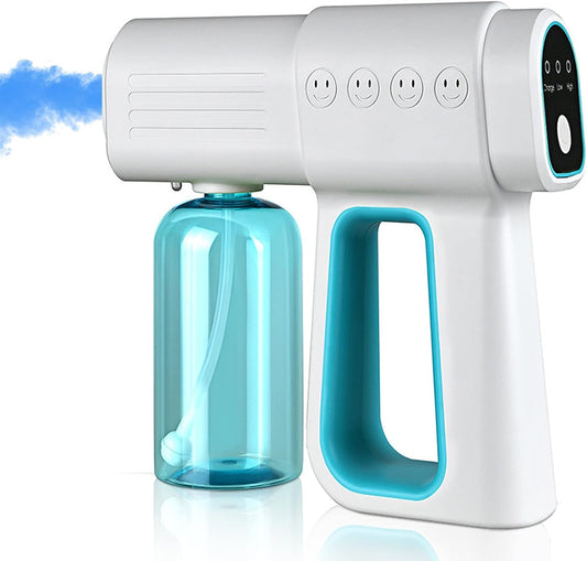 Professional Disinfectant Fogger Machine, 380ml Wireless Nano Sprayer Gun Handheld Sanitizer Fogger, Blue Light Foggers for Touchless Sanitization (Blue)