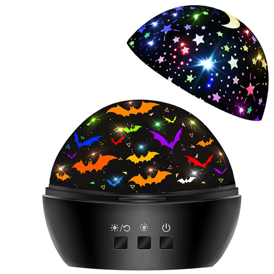 Halloween Decoration,16 Colors 2 in 1 Projection 360 Degree Rotating Realistic Bat,Home Decor LED Lights Indoor Halloween Party Supplies,Kids Toys Gifts for Boys Age 3-12