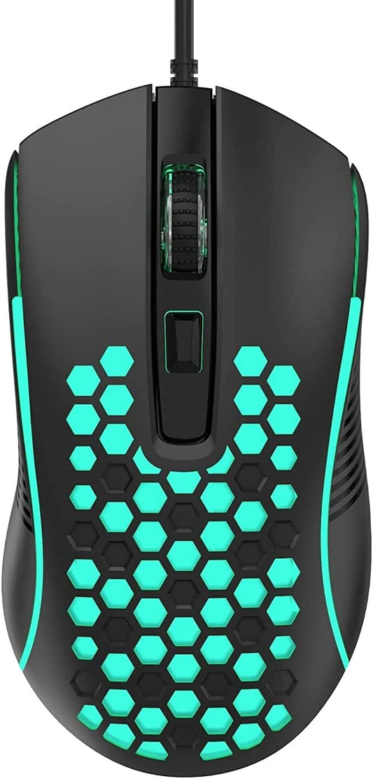 Gaming Mouse Wired, Ultra-Lightweight Honeycomb Computer Mice with RGB Backlit, 3600 Adjustable DPI USB Computer Mouse for Windows PC & Laptop Gamers