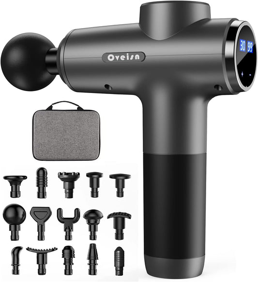 oveisn Massage Gun Muscle Massage Gun for Athletes Muscle Deep Tissue Massage Pain Relief with 20 Speeds and 15 Heads