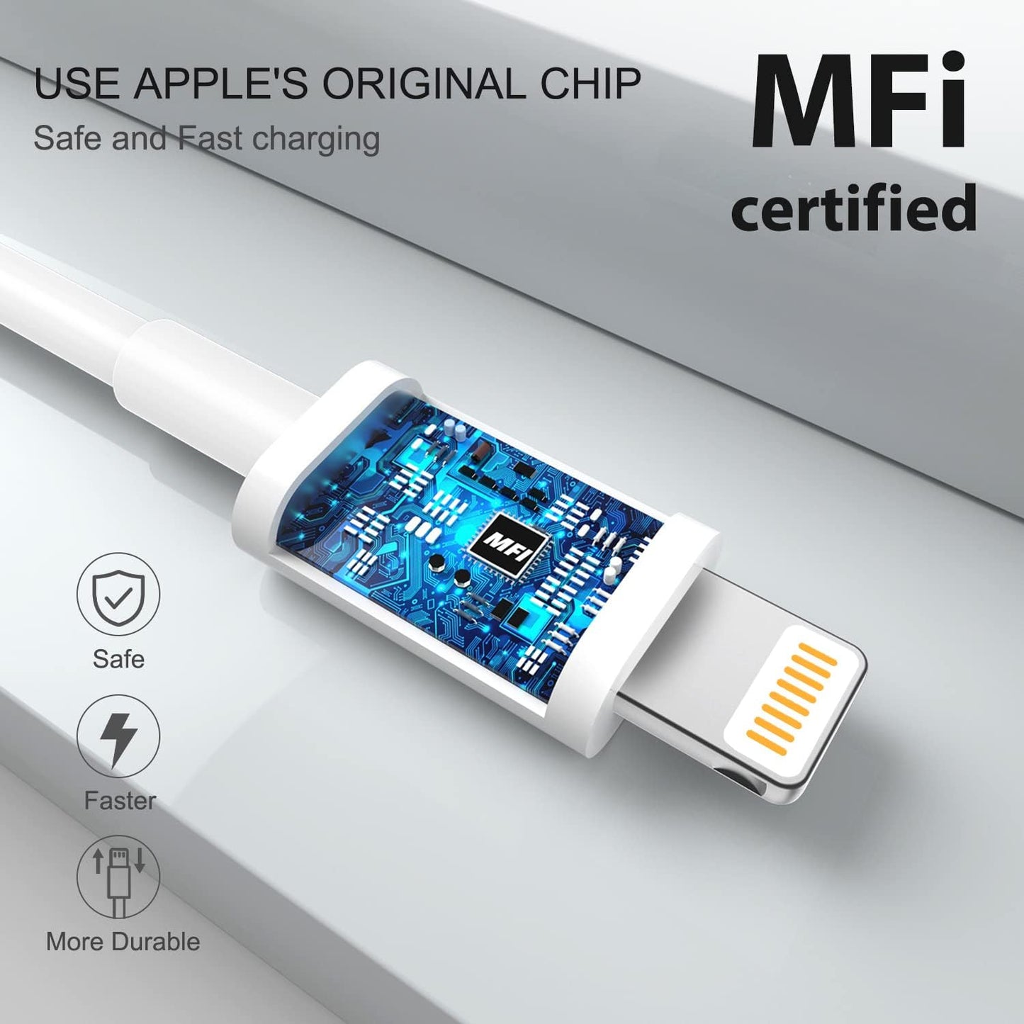 4-Pack[Apple MFi Certified] iPhone Charger Cord 6ft Long,USB to Lightning Cable,Apple USB 2.4A Fast Charging Cord for iPhone 14/13/12/11 Pro/11/XS MAX/XR/8/7/6s Plus,iPad Pro/Air/Mini,iPod Touch