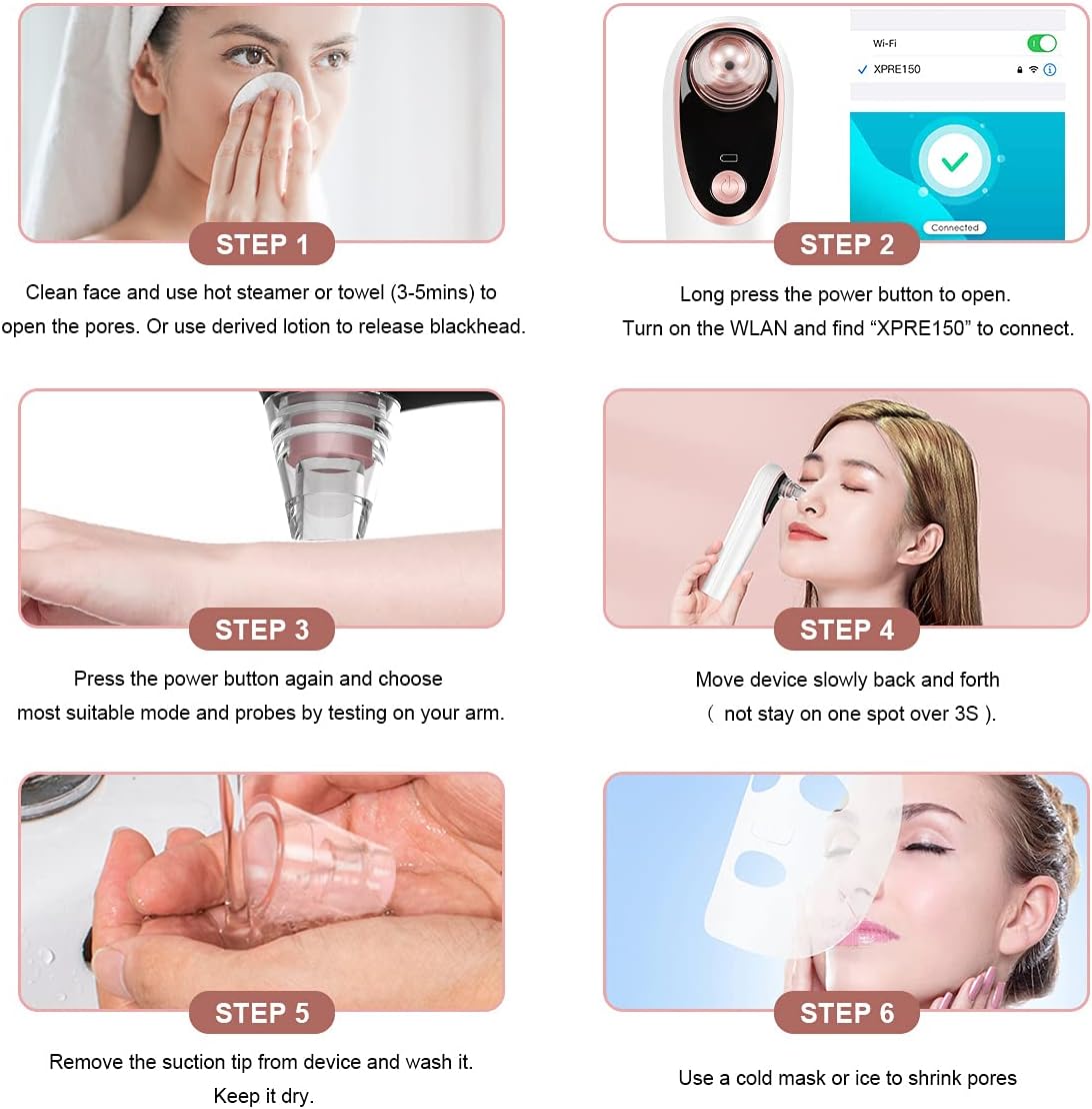Visible Blackhead Remover Pore Vacuum Electric Camera Pore Cleaner Acne Whitehead Removal Tool Comedone Extractor Face Cleaning Kit with 4 Suction Probes USB Rechargeable