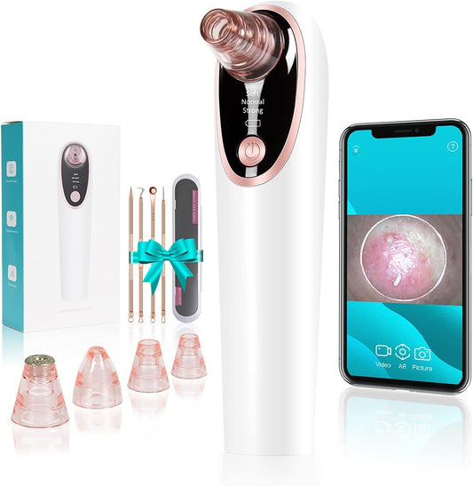 Visible Blackhead Remover Pore Vacuum Electric Camera Pore Cleaner Acne Whitehead Removal Tool Comedone Extractor Face Cleaning Kit with 4 Suction Probes USB Rechargeable