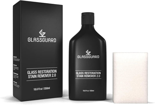 Glass Restoration Stain Remover to Clean Shower Doors | Glass Cleaner for Hard Water Stains, Water Spot, Soap Scum & Limescale | Tile & Bathtub Spot Cleaner with A Scouring Pad | 250ML