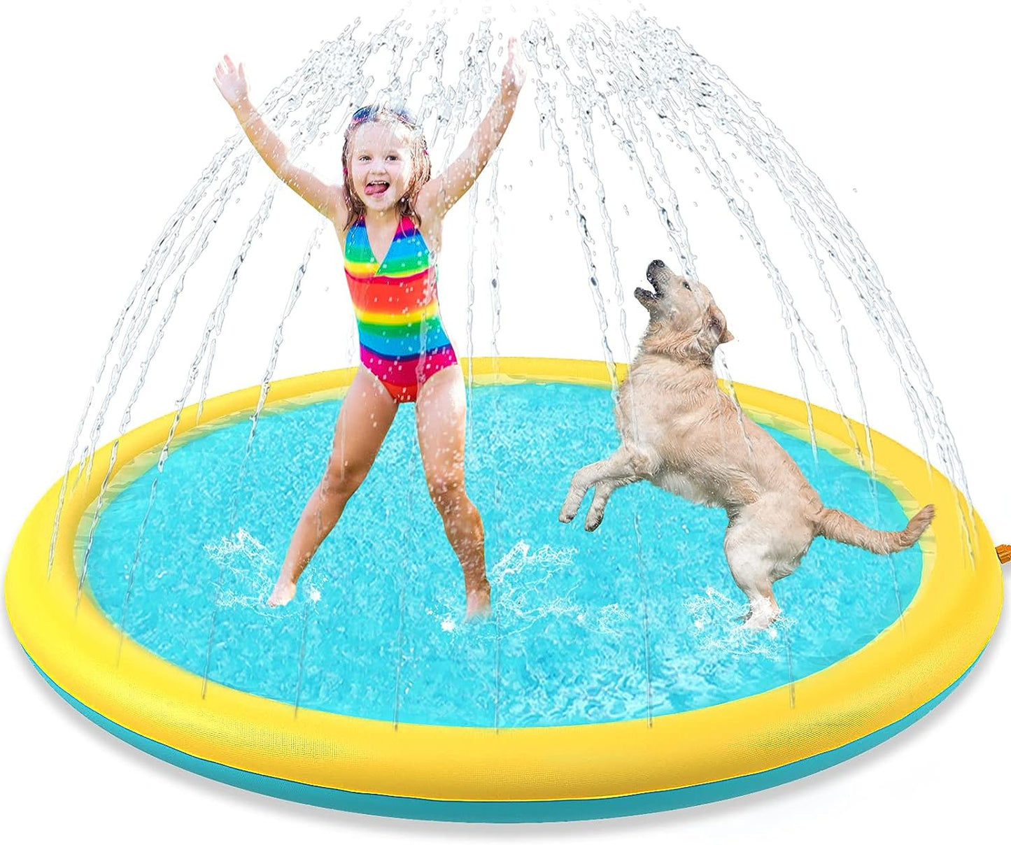 Kids Dog Splash Pad Sprinkler - Jasonwell Non Slip Dog Sprinkler Pad Splash Pool Puppy Dog Pool Summer Outdoor Water Toys Backyard Durable Splash Pad for Toddlers Kids Small Medium Large Dogs Pets