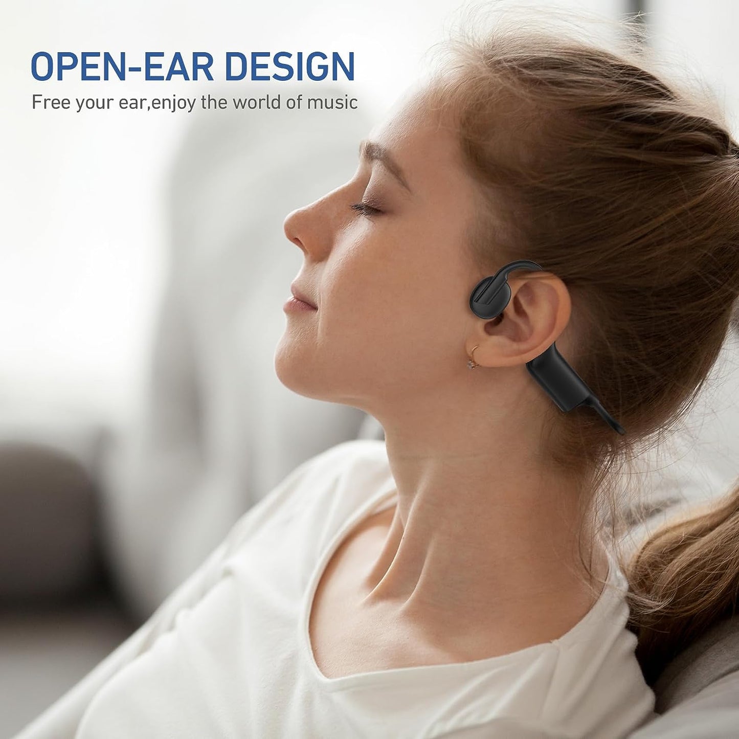 Bone Conduction Headphones Wireless Headphones Bluetooth 5.3 Open Ear Headphones with Microphones, 7H Playtime Sweatproof Sport Headset for Running, Cycling, Driving, Hiking