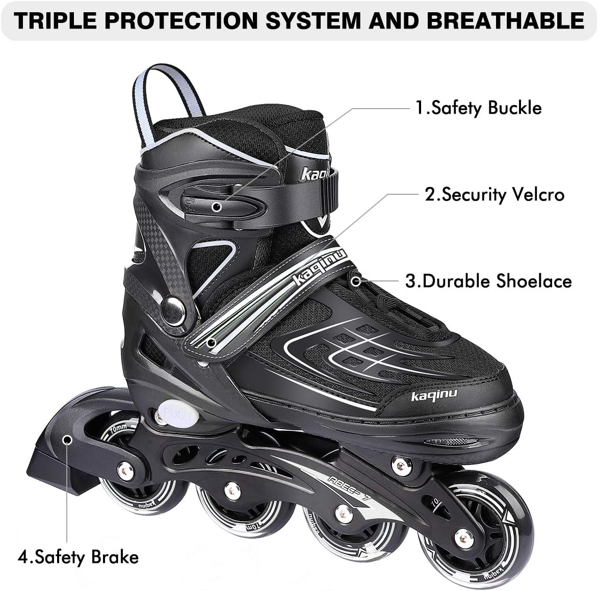 Adjustable Inline Skates, Outdoor Inline Skates Women, Girls and Boys size 4-7