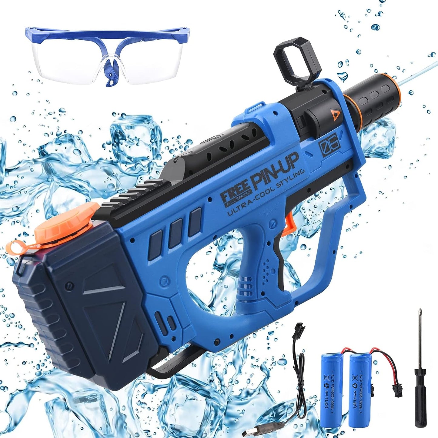 Electric Water Gun, Long Distance Automatic Squirt Guns Up to 32 FT Range, 800CC High Capacity Water Guns for Adults & Kids (Blue)