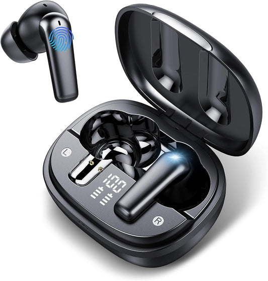 Wireless Earbuds Bluetooth 5.3 Headphones, 35H Playback LED Power Display Earphones with USB-C, IPX5 Waterproof in-Ear Earbuds with Microphone for Android Computer Laptop Sport