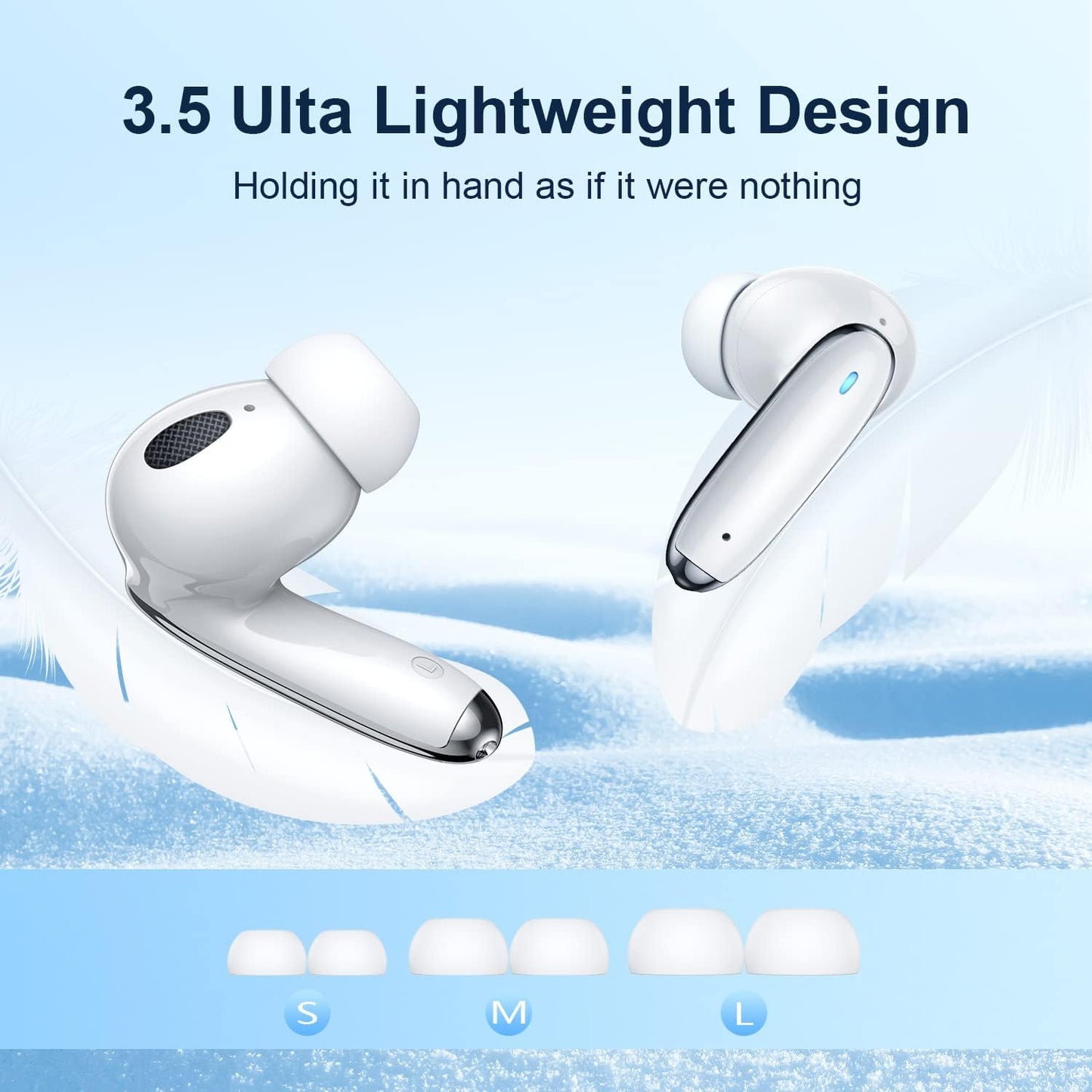 Wireless Earbuds Bluetooth Earbuds with Deep Bass Wireless Headphones Noise Cancelling Ear Buds in-Ear Earphones Air Buds 60Hrs Playtime Bluetooth Headphones with Mic for iPhone Android Pods