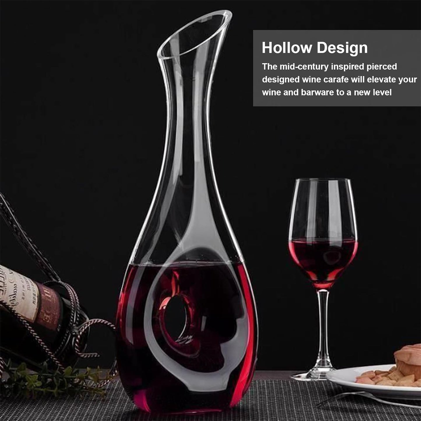 Wine Decanter - Lead-free Crystal Glass Wine Decanters and Carafes - Red Wine Pitcher - 1200ml/40oz Wine Aerator with Cleaning Brush
